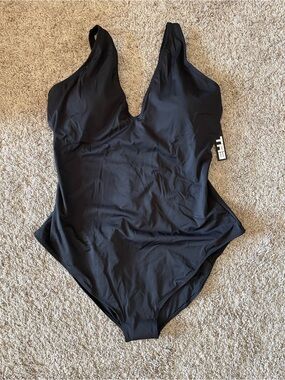 TA3 Plungey One Piece Swimsuit Black 4X X-Long NWT Sculpting Lace-Up Back
